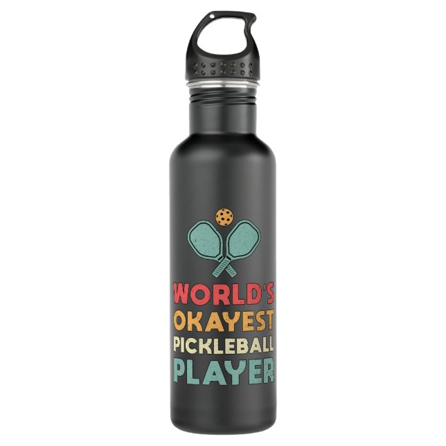 Pickleball Retro World's Okayest Pickleball Player 710 Ml Water Bottle (Front)