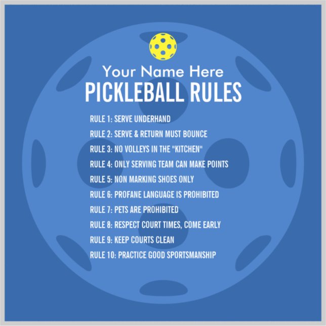 Pickleball rules and sport etiquette vinyl sticker (Front)