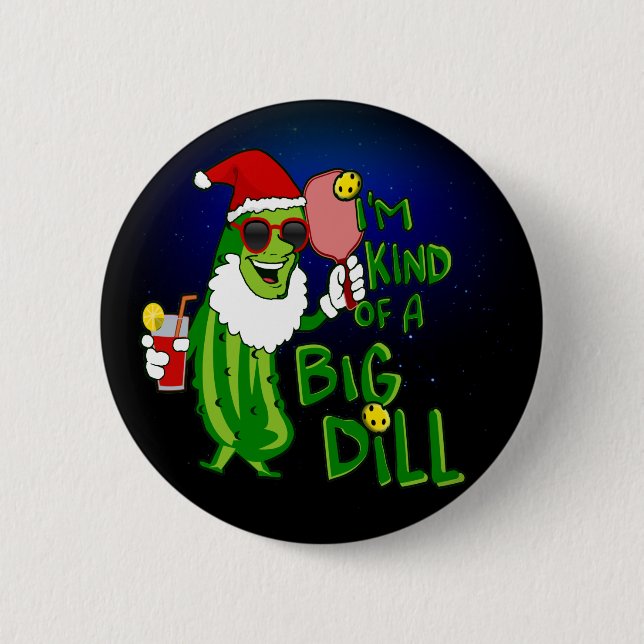 Pickleball Santa Big Dill 2 Inch Round Button (Front)