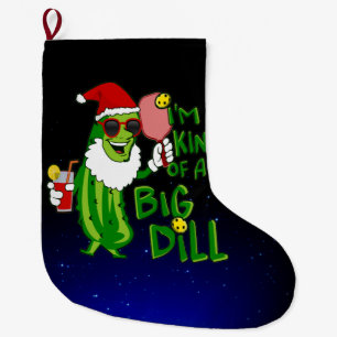 Pickleball Santa Big Dill Large Christmas Stocking