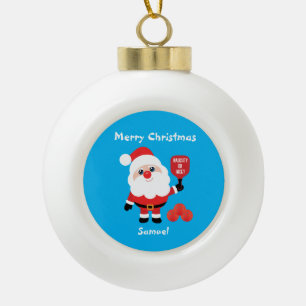 Pickleball🎅 Santa Ceramic Ball Christmas Ornamen Ceramic Ball Christmas Ornament