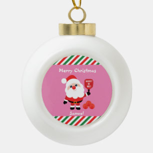 Pickleball🎅 Santa Ceramic Ball Christmas Ornamen Ceramic Ball Christmas Ornament