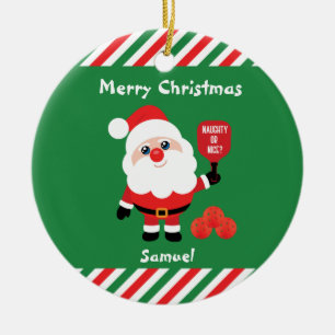 Pickleball🎅 Santa Ceramic Ornament