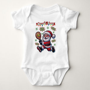Pickleball Santa Claus Christmas Baby Bodysuit