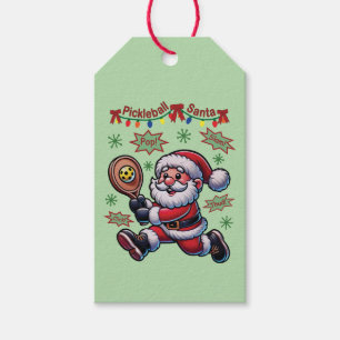 Pickleball Santa Claus Christmas Gift Tags