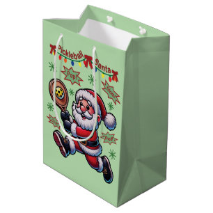 Pickleball Santa Claus Christmas Medium Gift Bag
