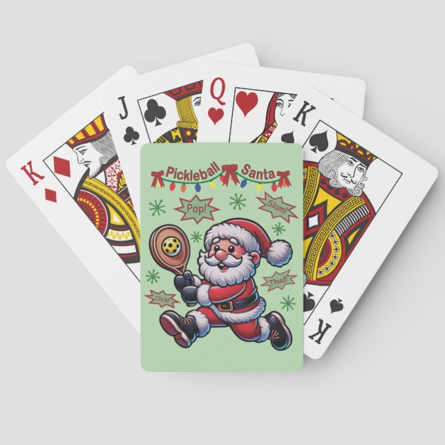 Pickleball Santa Claus Christmas Playing Cards (Back)
