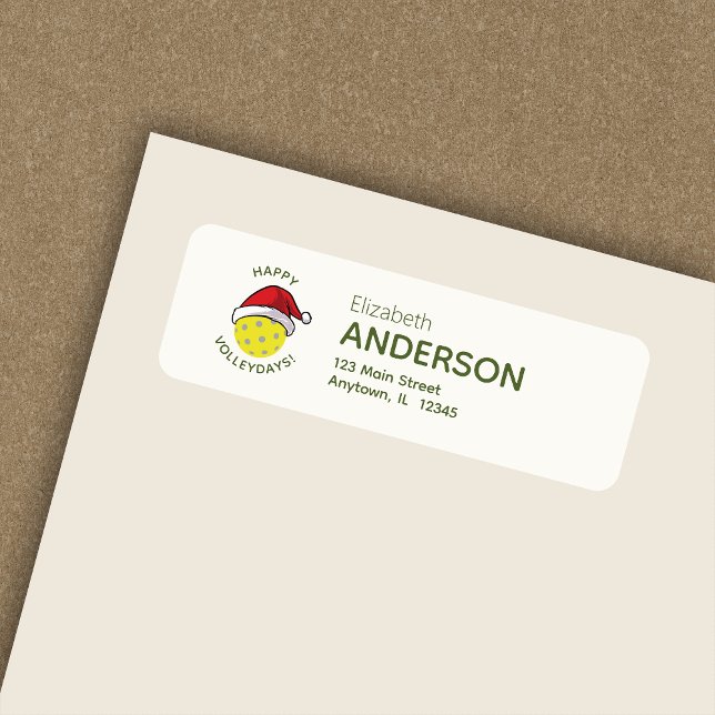 Pickleball Santa Hat White Holiday Return Address (Creator Uploaded)