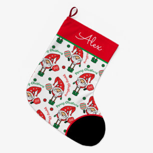 Pickleball🎅 Santa Large Christmas Stocking