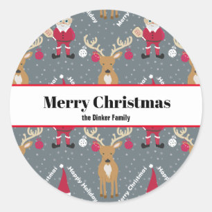 Pickleball Santa 🎅Merry Christmas 🎁 Classic Round Sticker