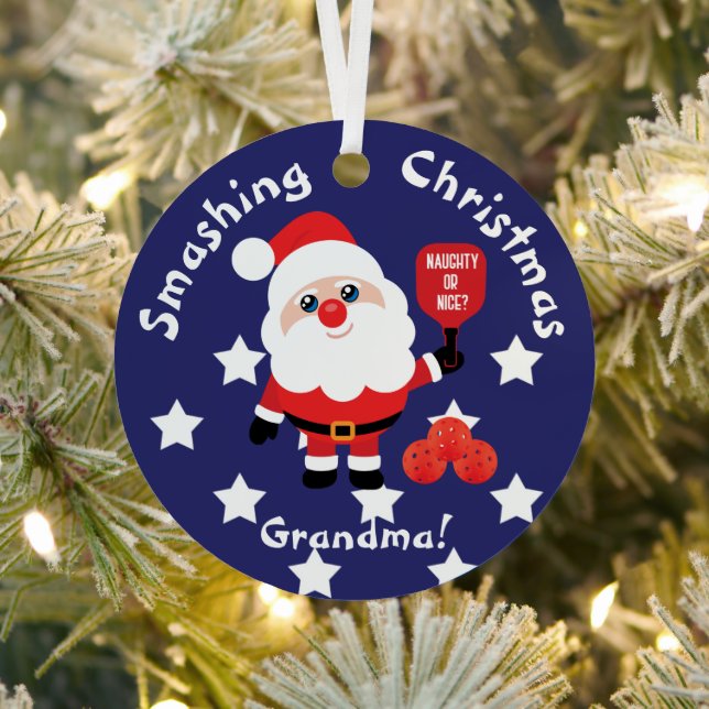Pickleball🎅 Santa  Metal Ornament (Insitu)