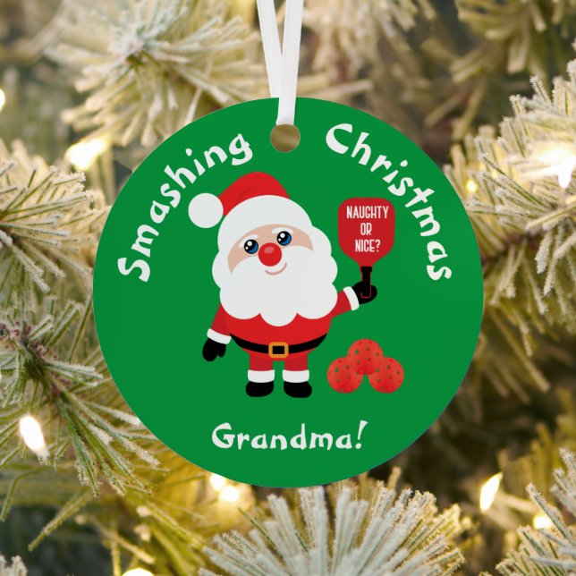 Pickleball🎅 Santa Star  Metal Ornament (Insitu)
