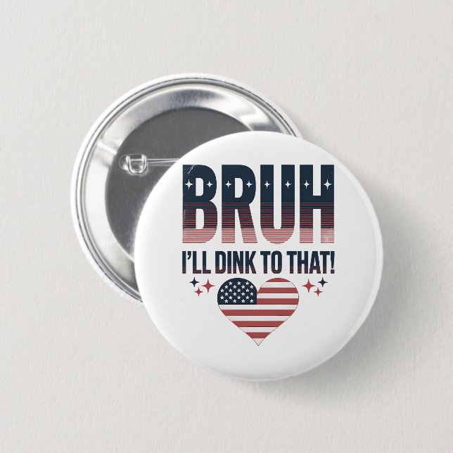 Pickleball Saying Bruh Pickleball Player 2 Inch Round Button (Front & Back)