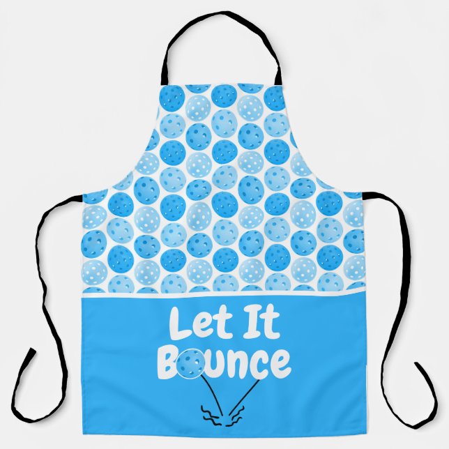 Pickleball Serve Let It Bounce Blue Personalized Apron (Front)