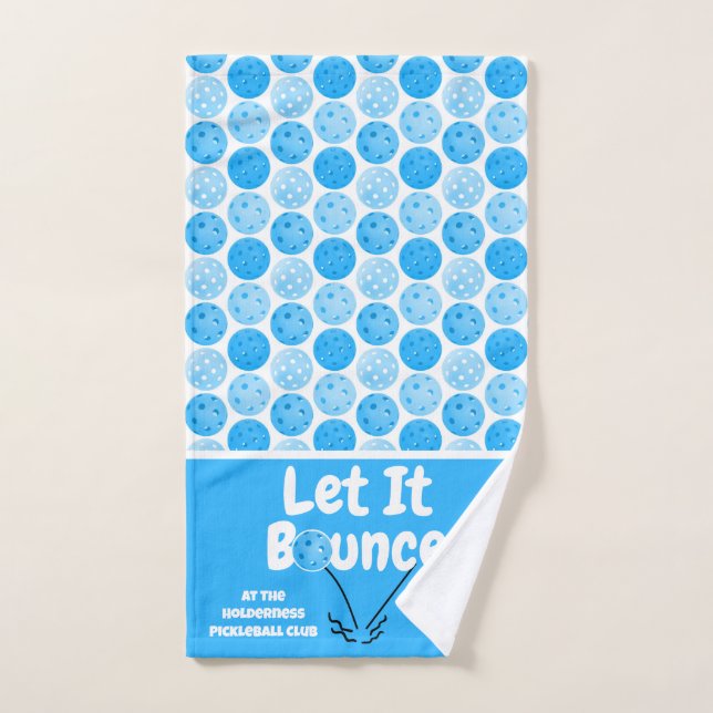 Pickleball Serve Let It Bounce Blue Personalized Hand Towel (Hand Towel)