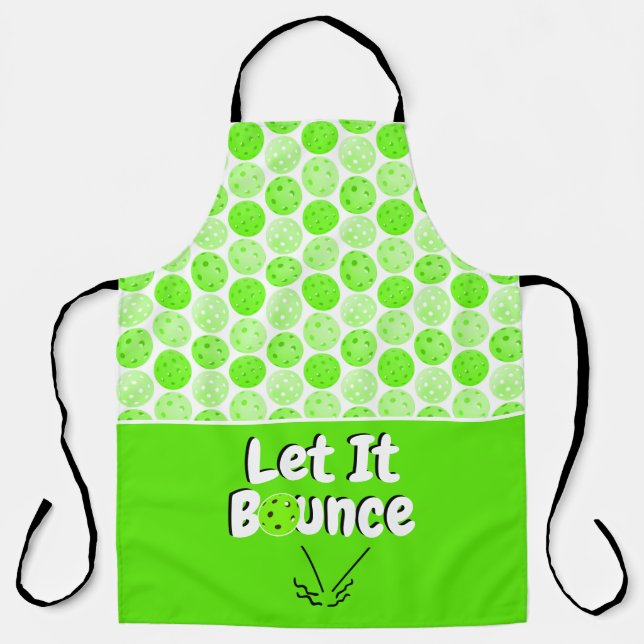 Pickleball Serve Let It Bounce Green Personalized Apron (Front)
