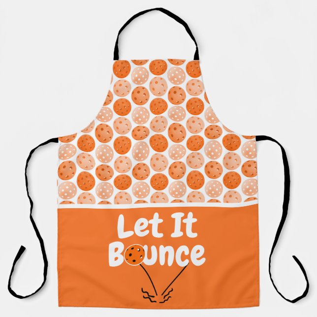 Pickleball Serve Let It Bounce Orange Personalized Apron (Front)
