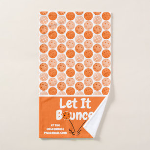 Pickleball Serve Let It Bounce Orange Personalized Hand Towel