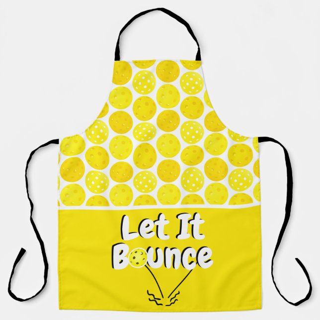 Pickleball Serve Let It Bounce Yellow Personalized Apron (Front)