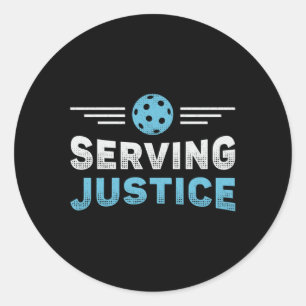 Pickleball Serving Justice Sport Pickleball Player Classic Round Sticker