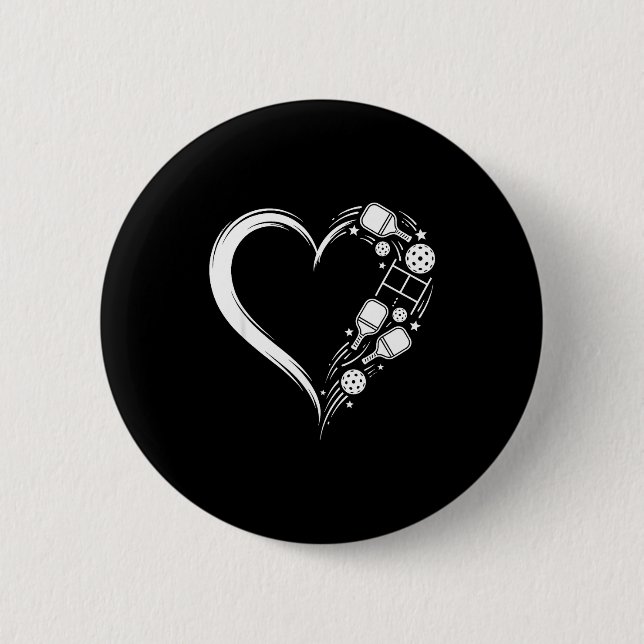 Pickleball shirts women's valentine's day 2 inch round button (Front)