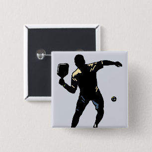 PICKLEBALL SILHOUETTE ATTACK 2 INCH SQUARE BUTTON