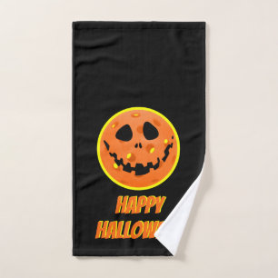 Pickleball Skeleton Jack-o'-Lantern Halloween Hand Towel