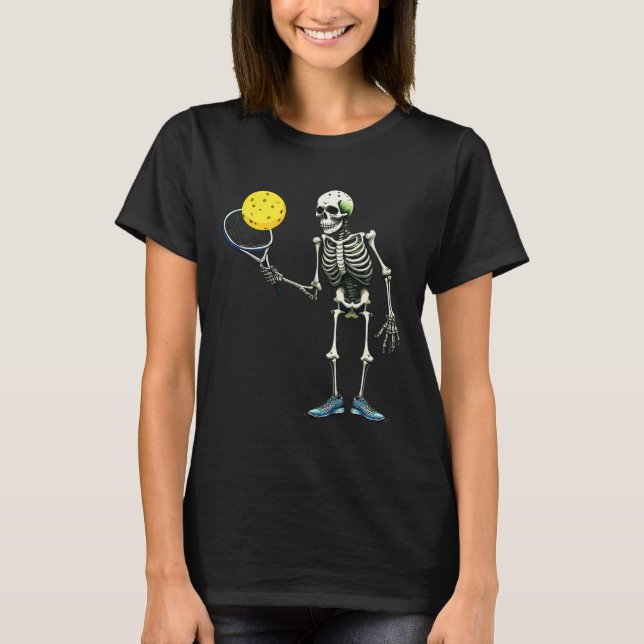 Pickleball Skeleton Tee Halloween Costume Pickleba (Front)