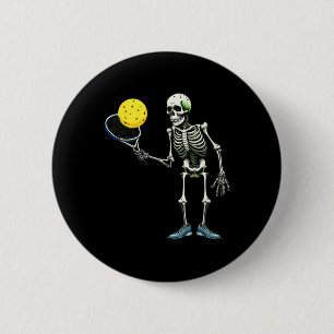 Pickleball Skeleton Tee Halloween Costume Pickleba 2 Inch Round Button