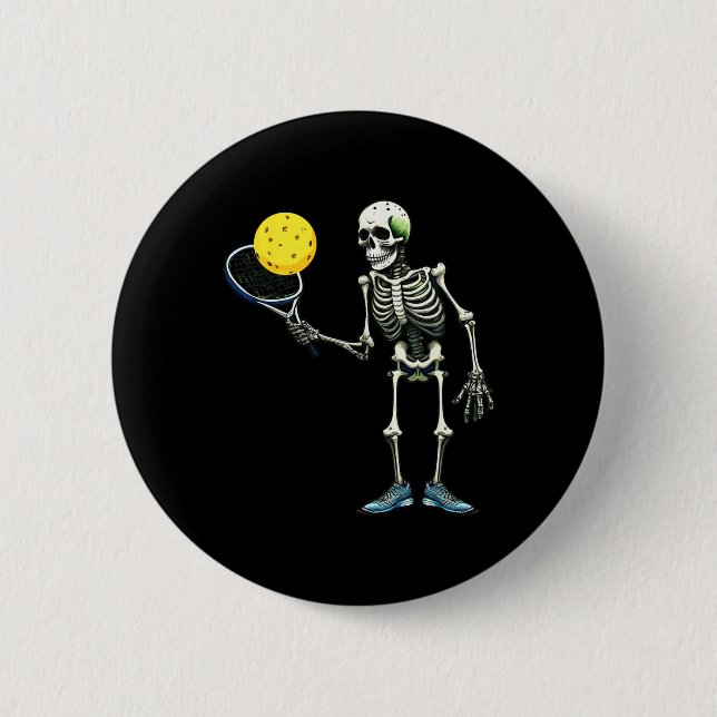 Pickleball Skeleton Tee Halloween Costume Pickleba 2 Inch Round Button (Front)