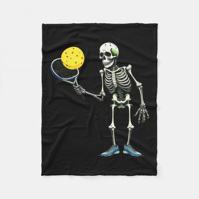 Pickleball Skeleton Tee Halloween Costume Pickleba Fleece Blanket (Front)