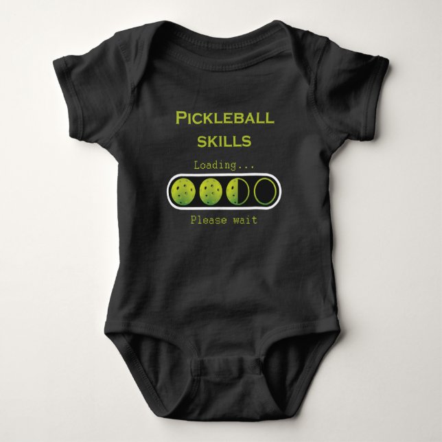 Pickleball skills loading - green baby bodysuit (Front)