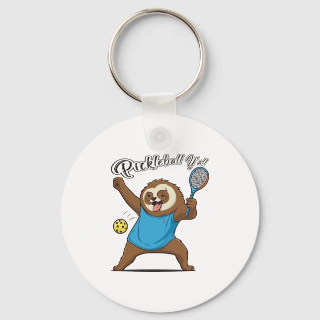Pickleball Sloth T- Pickleball Y'all Keychain (Front)