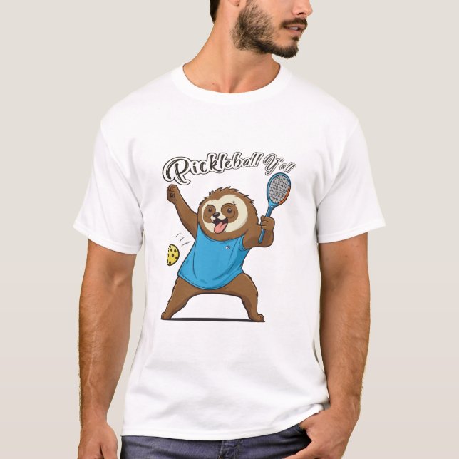 Pickleball Sloth T- Pickleball Y'all T-Shirt (Front)