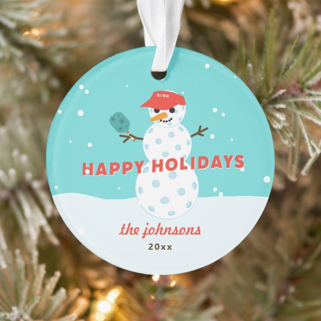 Pickleball Snowman Custom Holiday Acrylique Orneme (Arbre)