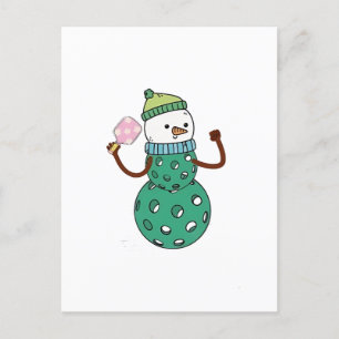 Pickleball Snowman Funny Christmas Xmas Announcement Postcard