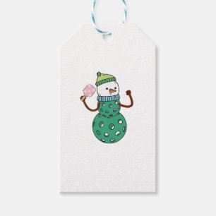 Pickleball Snowman Funny Christmas Xmas Gift Tags
