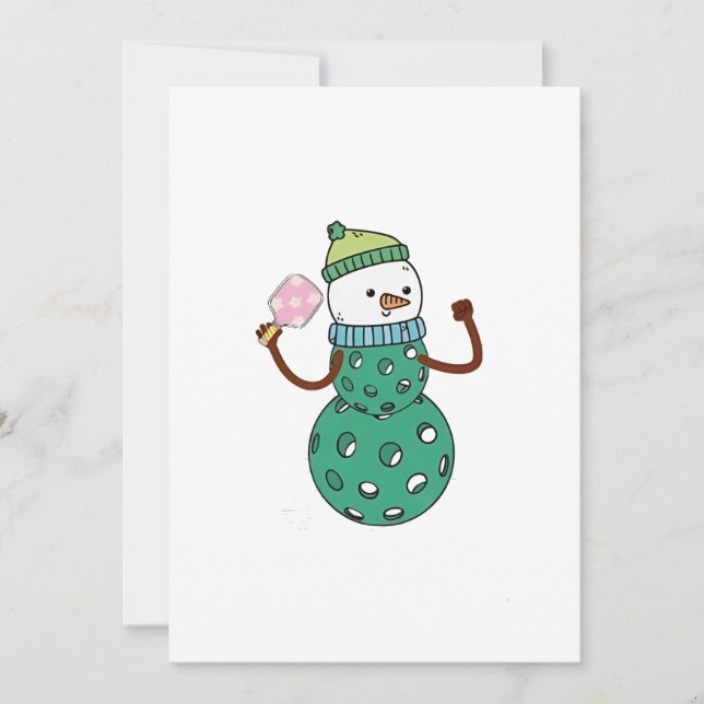 Pickleball Snowman Funny Christmas Xmas  Invitation (Front)