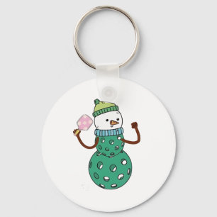 Pickleball Snowman Funny Christmas Xmas  Keychain