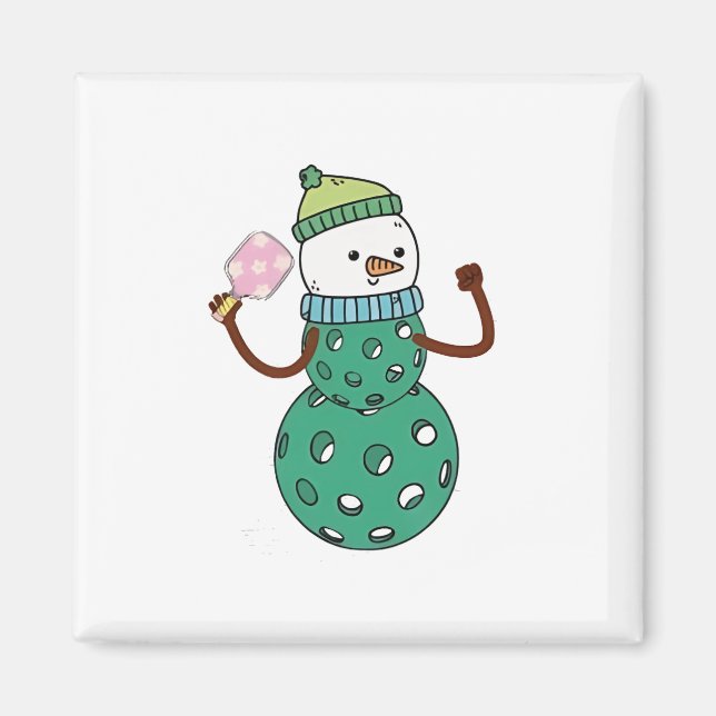 Pickleball Snowman Funny Christmas Xmas  Magnet (Front)