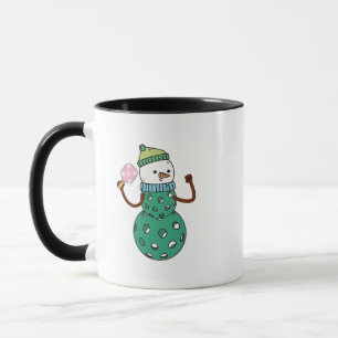 Pickleball Snowman Funny Christmas Xmas  Mug