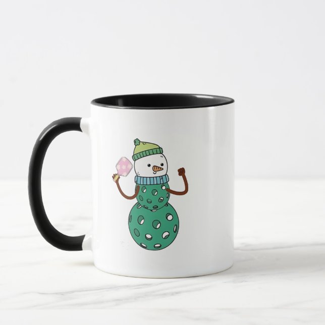 Pickleball Snowman Funny Christmas Xmas  Mug (Left)