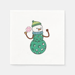 Pickleball Snowman Funny Christmas Xmas  Napkin