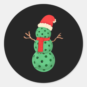Pickleball snowman - funny pickleball christmas, classic round sticker