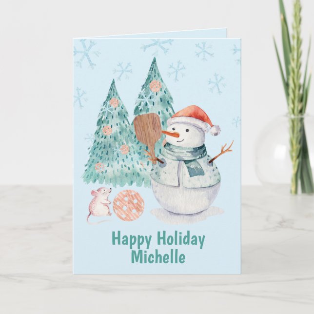 Pickleball Snowmen, Mince carte de Noël (Devant)