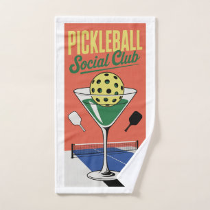 Pickleball Social Club Retro Paddle Court Hand Towel
