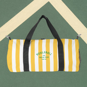Pickleball Social Club Yellow Stripe Monogram Duffle Bag