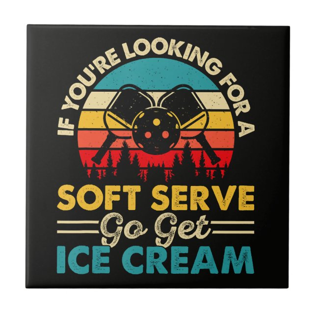 Pickleball Soft Serve Funny Sports Pun Tile (Front)