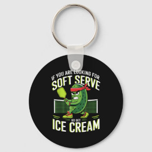 Pickleball soft serve ice cream for men women old keychain