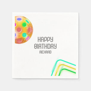 Pickleball Sports Neon Theme Disco ball Party Napkin